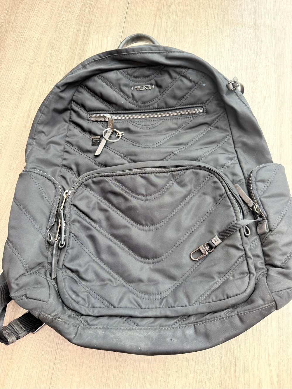 Tumi Black Quilted Nylon Backpack for Men